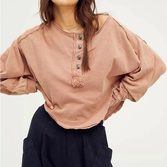 WE THE FREE PEOPLE Melodi Henley Long Sleeve Top - Picture 2 of 8
